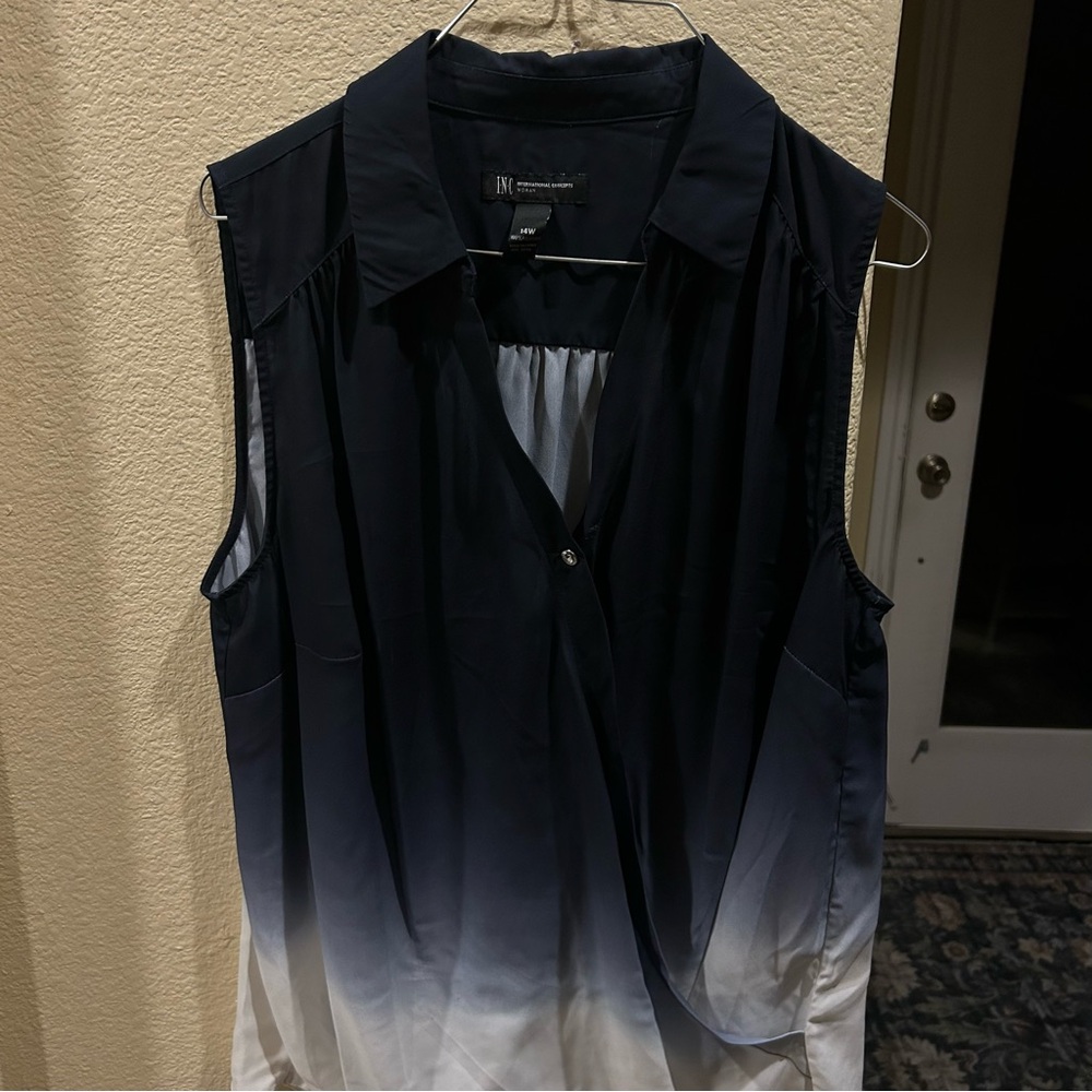 INC International Concepts Women's Black and White Sleeveless Blouse